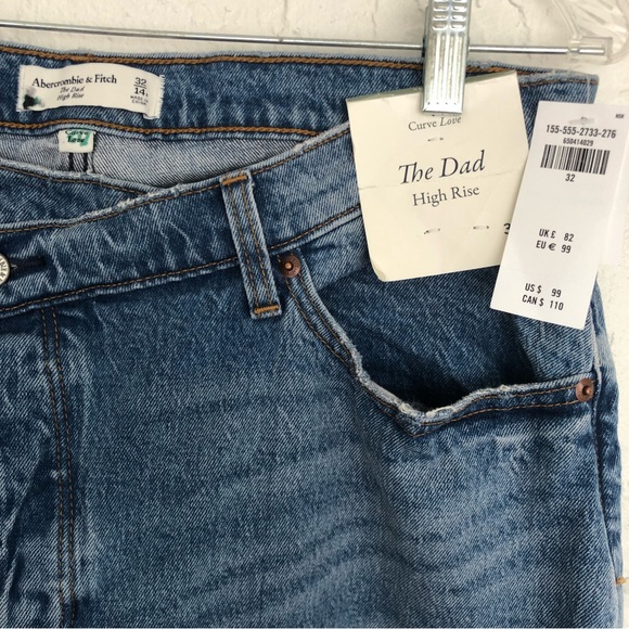ABERCROMBIE The Dad High Rise Curve Love Crossover Button Fly Size 32/14 - Picture 6 of 12